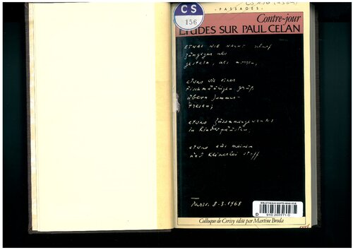 Contre-jour. Études sur Paul Celan