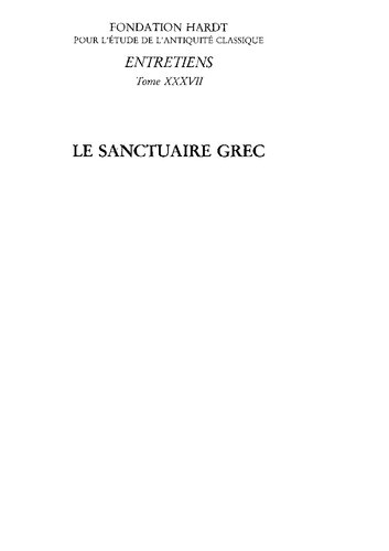 Le Sanctuaire grec: huit exposés suivis de discussions