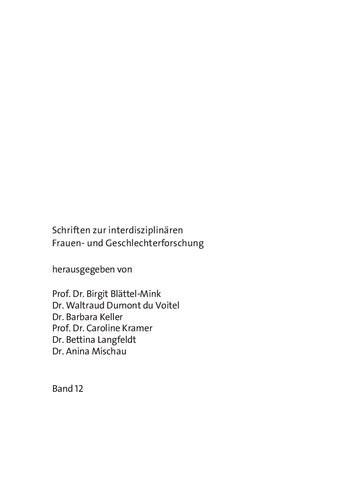 Das Geschlecht in der Biologie. Au!orderung zu einem Perspektivenwechsel