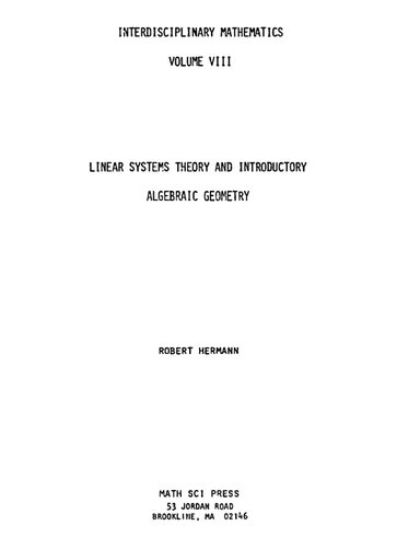 Lnear systems theory and introductory algebraic geometry