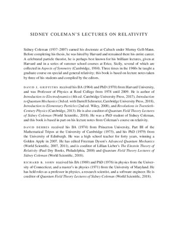 Sidney Coleman's Lectures on Relativity