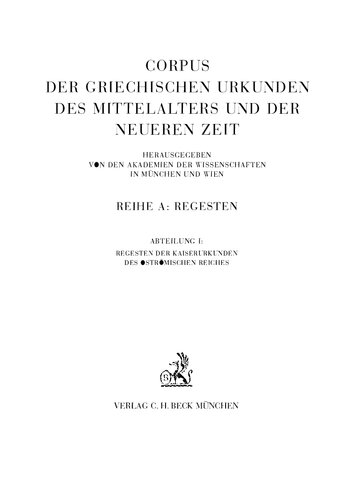 Regesten der Kaiserurkunden des oströmischen Reiches von 565-1453 / T. 1, Halbbd. 2, Regesten von 867-1025.