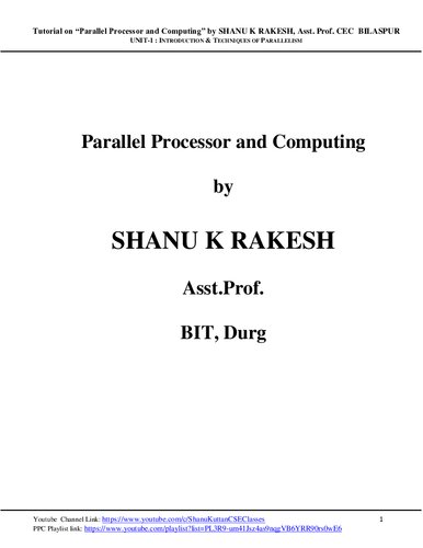 Parallel Processor and Computing Notes