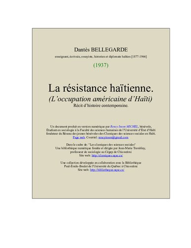 La résistance haïtienne. (L’occupation américaine d’Haïti)