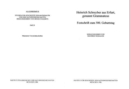 Heinrich Schreyber aus Erfurt, genannt Grammateus : Festschrift zum 500. Geburtstag