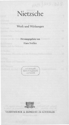 Nietzsche : Werk und Wirkungen
