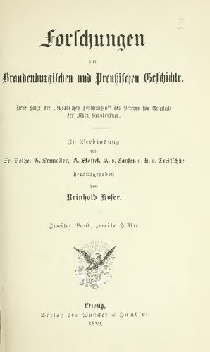Forschungen zur Brandenburgischen und Preußischen Geschichte (Neue Folge der 