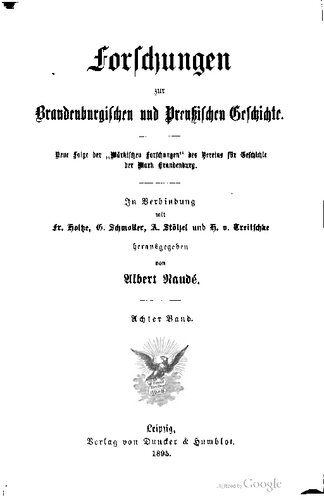 Forschungen zur Brandenburgischen und Preußischen Geschichte (Neue Folge der 