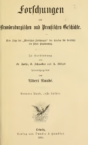 Forschungen zur Brandenburgischen und Preußischen Geschichte (Neue Folge der 
