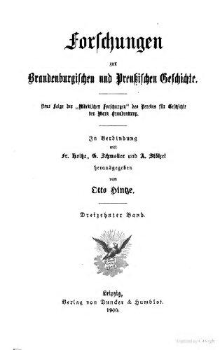 Forschungen zur Brandenburgischen und Preußischen Geschichte (Neue Folge der 