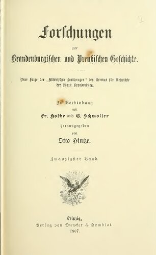 Forschungen zur Brandenburgischen und Preußischen Geschichte (Neue Folge der 