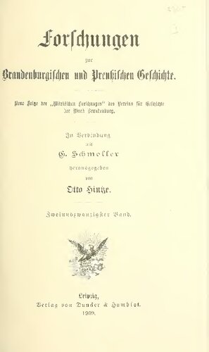 Forschungen zur Brandenburgischen und Preußischen Geschichte (Neue Folge der 