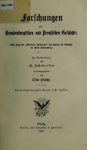 Forschungen zur Brandenburgischen und Preußischen Geschichte (Neue Folge der 