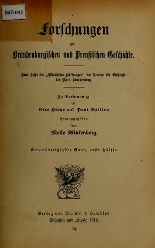 Forschungen zur Brandenburgischen und Preußischen Geschichte (Neue Folge der 