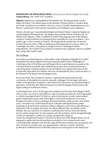 Natural History  Showdown on the Burgess Shale