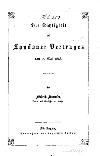 Die Nichtigkeit des Londoner Vertrages vom 8. Mai 1852
