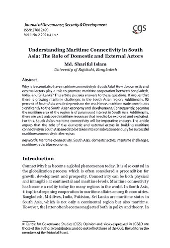 Maritime connectivity in South Asia
