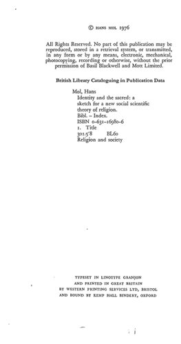 Identity and the Sacred: Sketch for a New Social Scientific Theory of Religion