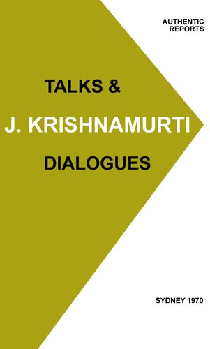 Talks and Dialogues Sydney 1970