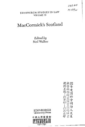 MacCormick's Scotland (Edinburgh Studies in Law)