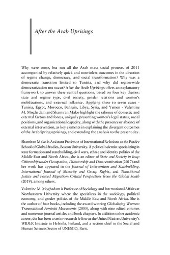 After the Arab Uprisings: Progress and Stagnation in the Middle East and North Africa