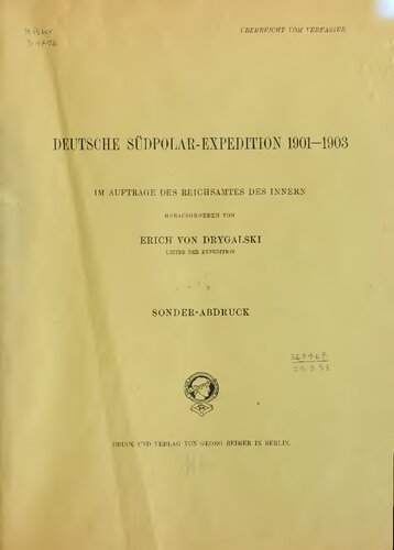 MITTLERE ISOBARENKARTEN UND TÄGLICHE SYNOPTISCHE WETTERKARTEN DER HÖHEREN SÜDLICHEN BREITEN VON OKTOBER 1901 BIS MÄRZ 1904