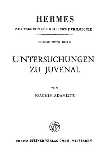 Untersuchungen zu Juvenal