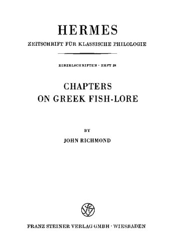 Chapters on Greek Fish-lore