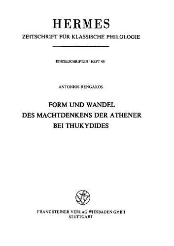 Form und Wandel des Machtdenkens der Athener bei Thukydides