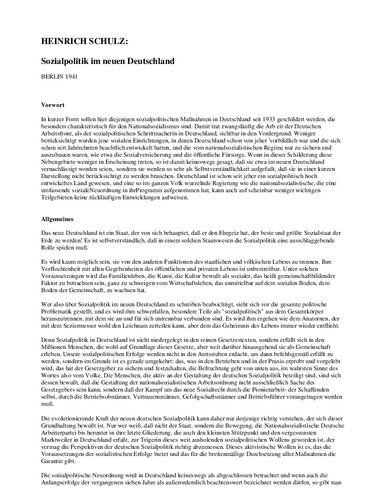 Schulz, Heinrich - Sozialpolitik im neuen Deutschland (1941, 29 S., Text)