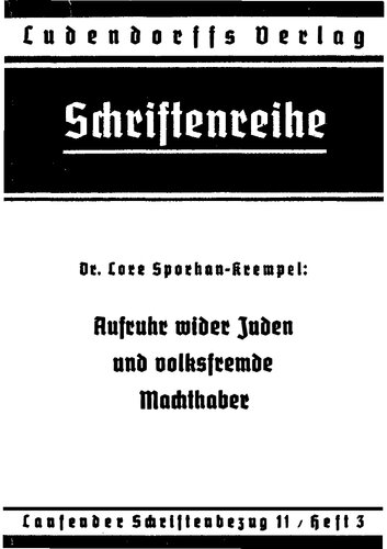 Aufruhr wider Juden und volksfremde Machthaber