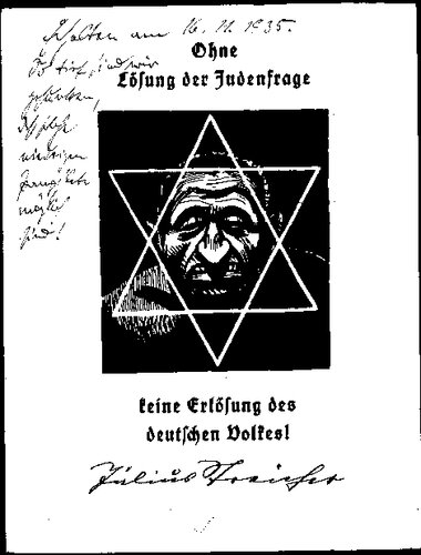 Streicher, Julius - Ohne Loesung der Judenfrage keine Erloesung des deutschen Volkes (1935, 14 S., Scan, Fraktur)