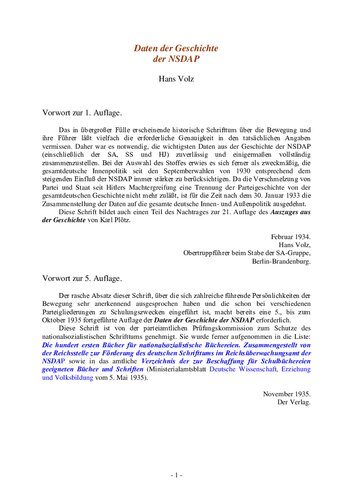 Volz, Hans - Daten der Geschichte der NSDAP (1935, 56 S., Text)