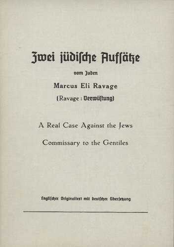 Zwei juedische Aufsaetze vom Juden Marcus Eli Ravage