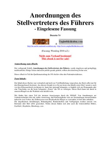Zentralverlag der NSDAP - Anordnungen des Stellvertreters des Fuehrers (1937, 463 S., Scan, Fraktur)