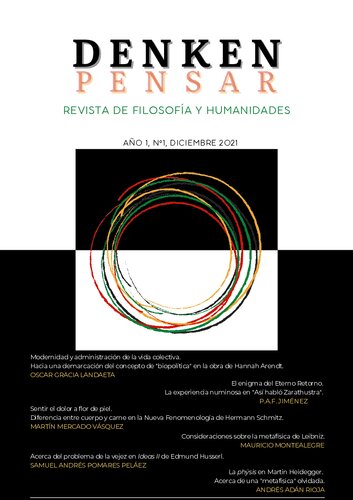 Denken-Pensar. Revista de Filosofía y Humanidades