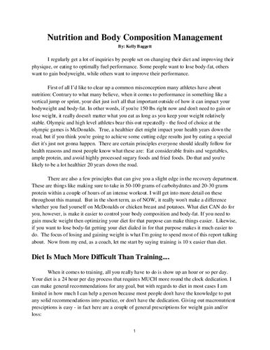 Nutrition and Body Composition Management