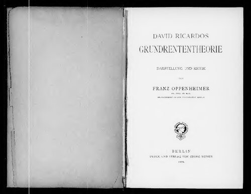 David Ricardos Grundrententheorie : Darstellung und Kritik