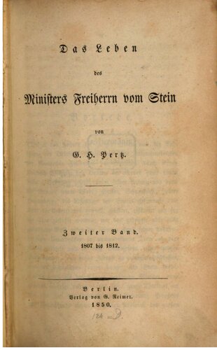 Das Leben des Ministers Freiherrn vom Stein / 1807-1812