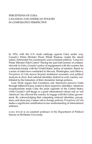Perceptions of Cuba: Canadian and American Policies in Comparative Perspective