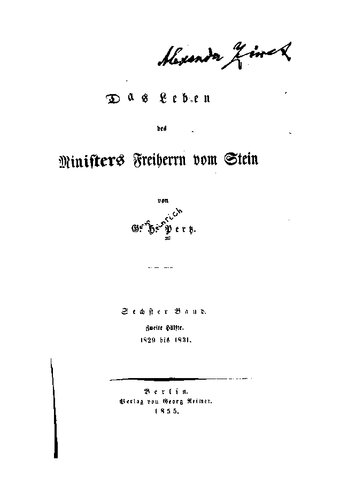 Das Leben des Ministers Freiherrn vom Stein / 1829 bis 1831