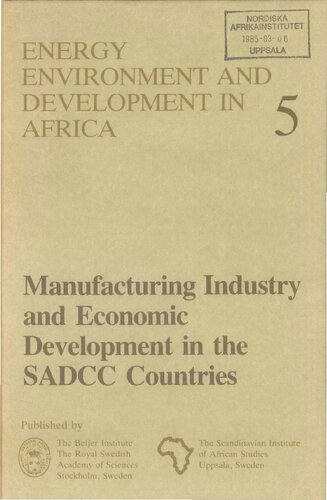 Manufacturing Industry and Economic Development in the SADCC Countries