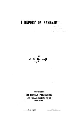 I Report on Kashmir