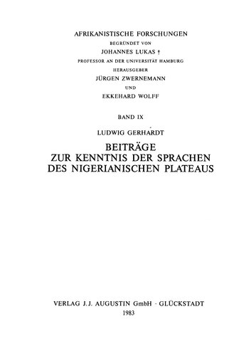 Beiträge zur Kenntnis der Sprachen des Nigerianischen Plateaus