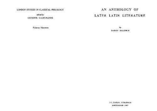 An Anthology of Later Latin Literature