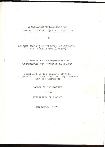 A comparative phonology of Yoruba dialects, Iṣẹkiri and Igala
