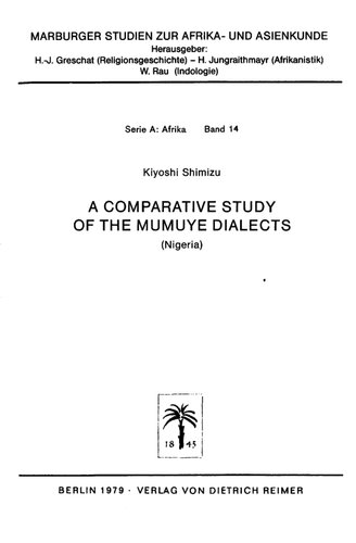 A Comparative Study of the Mumuye Dialects (Nigeria)