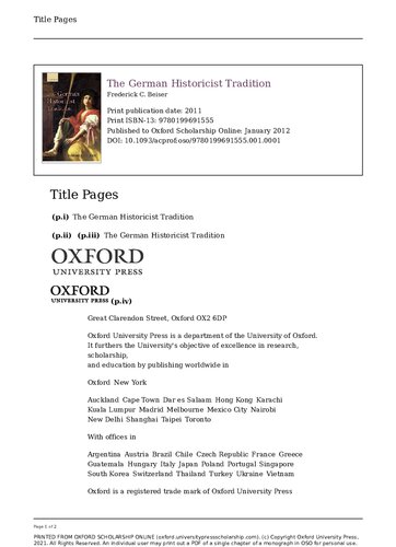 The German Historicist Tradition