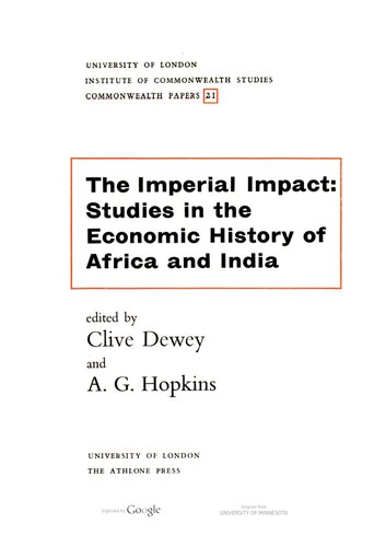 The Imperial impact : studies in the economic history of Africa and India