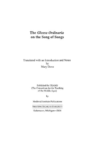 The Glossa Ordinaria on the Song of Songs (Teams Commentary)